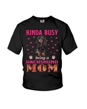 Kinda Busy - BLACK LONG HAIRED Dachshund Youth T-Shirt tile