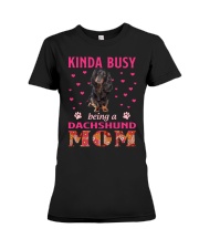 Kinda Busy - BLACK LONG HAIRED Dachshund Premium Fit Ladies Tee tile