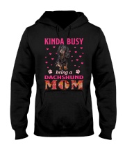 Kinda Busy - BLACK LONG HAIRED Dachshund Hooded Sweatshirt tile