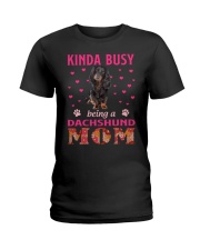 Kinda Busy - BLACK LONG HAIRED Dachshund Ladies T-Shirt tile
