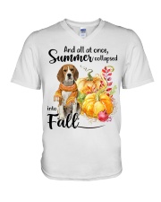 Into Fall - beagle V-Neck T-Shirt tile