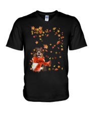 Leaf Scarf - Australian Shepherd 3 V-Neck T-Shirt tile