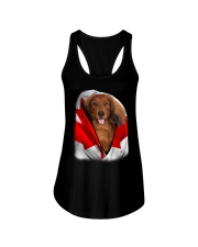 Canada Flag - Red Long Haired Dachshund Ladies Flowy Tank tile