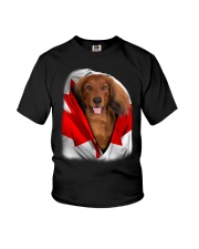 Canada Flag - Red Long Haired Dachshund Youth T-Shirt tile
