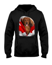 Canada Flag - Red Long Haired Dachshund Hooded Sweatshirt tile