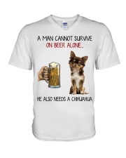 A Man cannot survive without Beer and a Chihuahua V-Neck T-Shirt thumbnail