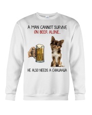 A Man cannot survive without Beer and a Chihuahua Crewneck Sweatshirt thumbnail