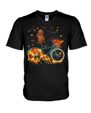Autumn Bike - Vizsla V-Neck T-Shirt tile