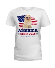 American 4th july - Pomeranian Ladies T-Shirt tile