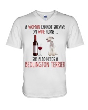 She Also Needs - Bedlington Terrier V-Neck T-Shirt tile