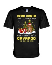Dear Santa - RED Cavapoo V-Neck T-Shirt tile