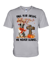 Autumn Cross - Shetland Sheepdog 1 V-Neck T-Shirt tile