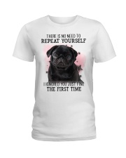 Repeat - BLACK Pug 1 Ladies T-Shirt tile
