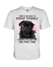 Repeat - BLACK Pug 1 V-Neck T-Shirt tile