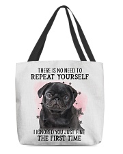 Repeat - BLACK Pug 1 All-Over Tote tile