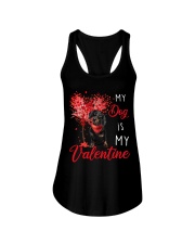 My Valentine - BLACK Dachshund Ladies Flowy Tank tile