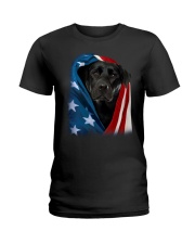 American flag - Black Labrador Ladies T-Shirt tile
