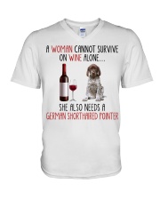 She Also Needs - German Shorthaired Pointer V-Neck T-Shirt tile