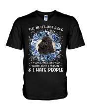 Hate People - BLACK Miniature Poodle V-Neck T-Shirt tile
