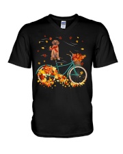 Autumn Bike - Rhodesian Ridgeback V-Neck T-Shirt tile