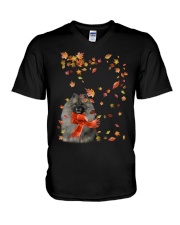 Leaf Scarf - GREY Keeshond V-Neck T-Shirt tile
