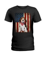 Beagle - American Flag Ladies T-Shirt tile