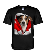 Canada Flag - Jack Russell Terrier 1 V-Neck T-Shirt tile