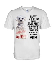 Father Day - Maltese V-Neck T-Shirt tile