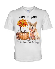 Fall And - Corgi V-Neck T-Shirt tile