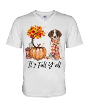 It is Fall - English Springer Spaniel V-Neck T-Shirt tile