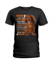 Playmate - Red Long Haired Dachshund Ladies T-Shirt tile
