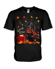 Hot Chocolate - BLACK Dachshund V-Neck T-Shirt tile