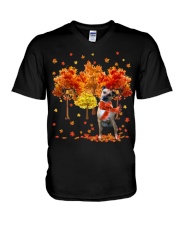 Fall Forest - Black Mouth Cur V-Neck T-Shirt tile
