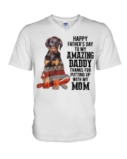Father Day - Dobermann V-Neck T-Shirt tile