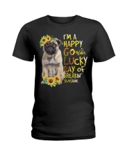 I Am Happy Go Lucky Pug Ladies T-Shirt tile