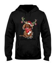 Reindeer - Long Haired Dachshund Hooded Sweatshirt front