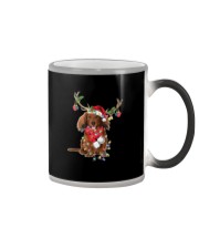 Reindeer - Long Haired Dachshund Color Changing Mug tile