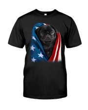 American flag - Pug 2 Classic T-Shirt front
