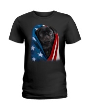 American flag - Pug 2 Ladies T-Shirt tile