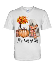 It is Fall - Old English Sheepdog V-Neck T-Shirt tile