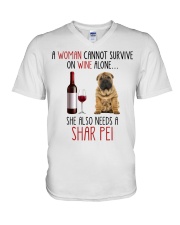 She Also Needs - Shar Pei V-Neck T-Shirt tile