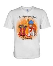 Grateful - Basenji V-Neck T-Shirt tile