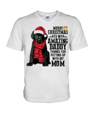 Merry Christmas Daddy Black Labrador V-Neck T-Shirt tile