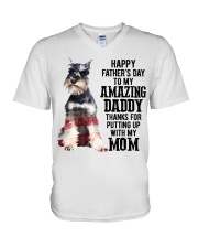 Daddy Miniature Schnauzer V-Neck T-Shirt tile