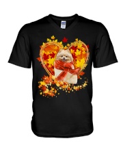 Autumn Leaf - CREAM Pomeranian V-Neck T-Shirt tile
