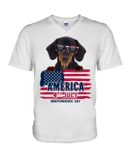 america 4th july - Dachshund V-Neck T-Shirt tile