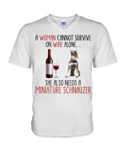 She Also Needs - Miniature Schnauzer 3 V-Neck T-Shirt tile