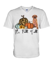 Fall Pumpkin Rhodesian Ridgeback V-Neck T-Shirt tile