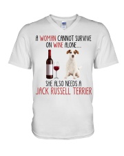 She Also Needs - Jack Russell Terrier V-Neck T-Shirt tile