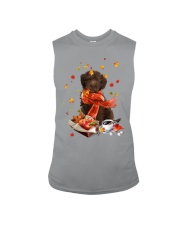 Autumn Leaves CHOCOLATE Labrador Sleeveless Tee tile